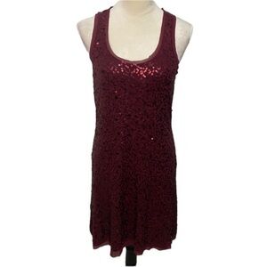 Max Studio burgundy sequined sleeveless cocktail dress Size M